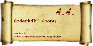 Anderkó Abony névjegykártya